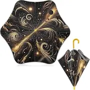 [ODAWA] Celestial Black and Gold Kid Umbrella Windproof UV Protection Classic Stick Umbrellas