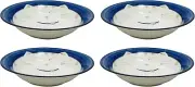 4 Pack Porcelain 8.5 inch Soup Bowl Blue Maneki Neko Cat Made in Japan S-2563x4