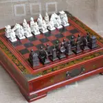 小號仿古兵馬俑國際象棋兵馬俑立體人物臺式棋盤中國風圣誕送禮品