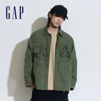 在飛比找momo購物網優惠-【GAP】男裝 翻領工裝外套-軍綠色(877474)