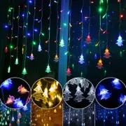 96 LED Christmas Tree Fairy Hanging String Light Curtain Window Decor Xmas Lamps