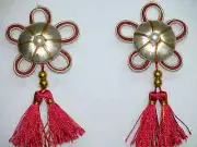 2 Rosette Tassel Fringe Trim Burgundy