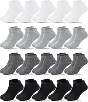 [Duufin] 20 Pairs Toddler Kids Socks Boys Girls Ankle Socks 2-15 Years Old Kids Ankle Socks Low Cut Athletic Sock Toddler Socks