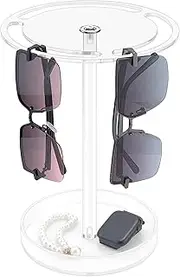 Bigfety Sunglasses Holder Organizer, Multiple Eyeglass Display Stand, 360 Rotating Glass Holder Stand for Storage, Clear