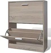 Oak Look Wooden Shoe Cabinet with 2 Compartments,Shoe Racks & Organisers 17.1KG-241243