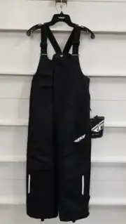 FLY Aurora Black Bibs Youth Medium Snowmobile Ski Sledding Kids Pants Snow Warm