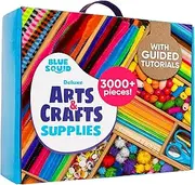 Blue Squid Craft Supplies for Kids - 3000+pcs in The Ultimate Arts and Crafts Box - This Deluxe Art Supply Kit & Craft Set is Perfect for Young Artists of Ages 4,5,6,7,8,9,10,11,12