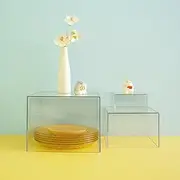FwQoFvk 6 Pcs Acrylic Display Boxes Risers, 6 Different Sizes Stackable Buffet Stands, Food Display Risers for Party Buffet Table 3 inch + 4 inch + 5 inch + 6 inch + 7 inch + 8 inch (Clear)