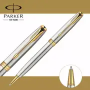 Parker Sonnet Ballpoint Pen Stainless Steel Gold Clip With 0.7mm M Black Ink