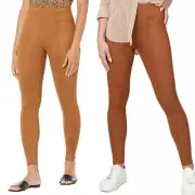 Spanx Faux Suede tan caramel leather pointe leggings size small mob wife