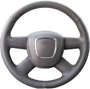 Steering Wheel Cover for Audi Old A4 B7 B8 A6 C6 2004-2011 Q5 2008-2012 Q7 2005-2011 Leather Steering Wrap DIY Customized Car Steering Wheel Cover