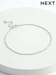 Sterling Silver Twisted Chain Anklet (D14011) | $34