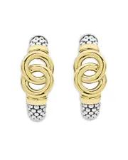 Lagos 14K & 18K Yellow Gold & Sterling Silver Signature Caviar Interlocking Small Hoop Earrings