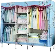 Portable Hanging Closet Wardrobe Storage Cloth Closet Storage Organizer Thicken Steel Pipe Portable Cabinet Cloth Closet Shelf for Extra Storage 170x45x170CM
