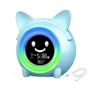 Catzon Alarm Clock with Five Color Night Light for Kids Bedroom-Blue