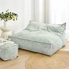 Cadence & Co. Oscar Faux Linen Two Seater Bean Bag Lounge Cover Olive