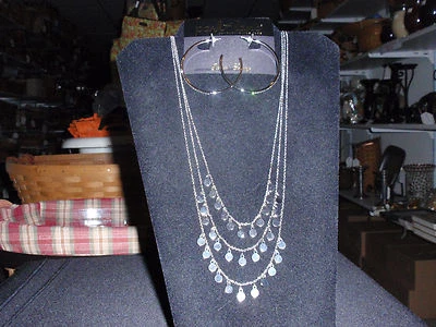 Park Lane Jewelry, "THRILL" Necklace & "AMUSE" Earrings Silvertone Crystals New!