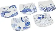 Yamaka Shoten SN80-57 Peanuts Snoopy Dish, Dyed Square Plate, 4.9 inches (12.5 cm), 5 Patterns, Dinnerware Set, Adult Design, Tableware, Snoopy Goods, Microwave, Dishwasher Safe, Birthday Gift,
