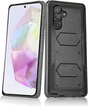[Asuwish] Phone Case for Samsung Galaxy A35 5G Cover Hybrid Shockproof Drop Proof Protective Cell Accessories Dual Layer Rugged Slim Rubber Silicone Soft TPU Bumper A 35 35A A355G G5 Women Men Black
