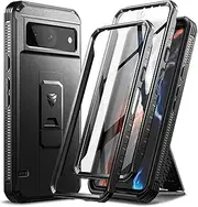 [Dexnor] Full Body Case for Google Pixel 8 5G【Double Front Frame & Kickstand 】, Bumpershock Technology Drop Protection Rugged Phone Cover Shockproof Protective Bumper Case - Black