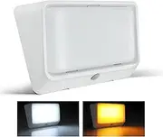 Obeaming RV Porch Light w/Switch 2CCT White Amber Switchable 12V Campervan Exterior Utility LED Replacement Light for Camper Motorhome Caravan and Truck, 410 Lumen & Red Nightlight
