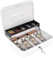 Cash Box with Money Tray and Lock, Money Box for Cash, Cash Register for Small B