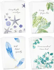 Hallmark Sympathy Cards Assortment, Watercolor Nature (12 Assorted Thinking of You Cards with Envelopes)