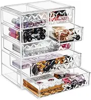 Sorbus Acrylic Clear Makeup Organizer - Big & Spacious Cosmetic Display Case - Stylish Designed Jewelry & Make Up Organizers and Storage for Vanity, Bathroom (3 Large, 4 Small Drawers) [Diamond]