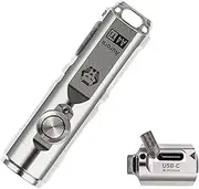 Upgraded 4th Gen RovyVon Aurora A4 EDC Keychain Flashlight, USB C Rechargeable Titanium 650 Lumens Super Bright Handheld Five Lighting Modes, Mini Flashlight for Everyday Carry White