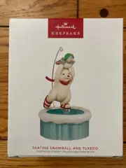 2023 Hallmark SKATING SNOWBALL AND TUXEDO Keepsake Ornament MAGIC MOTION 5.32"