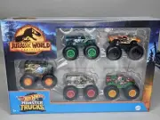 JURASSIC WORLD Dominion Hot Wheels Monster Trucks 5 pack T-Rex Raptor NEW
