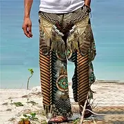 Men's Trousers Summer Pants Beach Pants Boho Pants Pocket Drawstring Elastic Waist Graphic Prints Comfort Breathable Casual Daily Holiday Streetwear Designer N