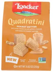 Quadratini Peanut Butter Bite-Size Wafer Cookies - 30% Less Sugar - Premium Cris