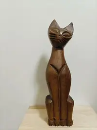 在飛比找Yahoo!奇摩拍賣優惠-日本回流木雕 木雕招財貓 海外老木雕