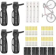 4-Pack Bike Rack, Garage Wall Mount Bike Hanger Storage System, Vertical Bike Hook for Indoor Shed, Easily Hang and Detach, Holds up to 30kg