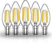 Bonlux 4W B15d Filament LED Candle Bulb C35 B15 Dimmable Edison Vintage SBC Small Bayonet Cap Candle Light Bulbs LED for 35-40W Incandescent Replacement Warm White 2700K AC 200-240V (5-Pack)