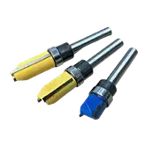3 Piece 1/4" Shank Flute Flush Trim Router Bit Set
