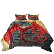 Cool Fantasy Art Librarian Red Dragon Coverlet