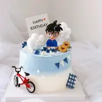 在飛比找淘寶網優惠-創意生日蛋糕裝飾兒童動漫名偵探柯南插牌自行車模型烘焙甜品擺件