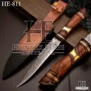HUNTEX Handmade Damascus Blade, Rosewood Handle, 330 mm Long Bushcraft Knife