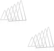 NOLITOY 2pcs Bookshelf Triangle File Sorter Desk Standing Rack Files Folder Stand Cd Records Storage Holder Record Holder Album Black Stand Office Supplies White Iron Desktop Record Rack