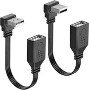 tunghey 2Pack USB2.0 Extension Cable Flat 90 Degree Right Angle Male to Female USB Cable Soft UP Down Angle for PC/Laptop/TV/Mobile Phone/Hard Drive/Mouse/Keyboard/U Disk and More (5cm)