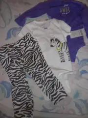 nwt carters 3 piece zebra top pants set baby girl 6 m free ship US