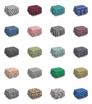 Ambesonne Geometric Shapes Ottoman Cover 2 Piece Slipcover Set and Ruffle Skirt