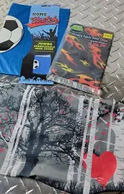Stretchable BOOK COVER Fabric Fits Books Lot 3 Soccer Art Flames Box E