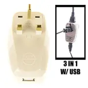 Orei 3 In 1 Uk Travel Adapter Plug With USB And Surge Protection Type: G+USB