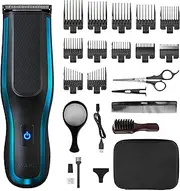 Clipper Kit Self Clip 360 - Self Hair Clipping, Cordless, Black, 10 Attachment Combs, USB Charging, Long Life Battery, Self Grooming, DIY, Rinseable Blades, Easy Grip, Lightweight