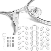 15 pcs,3 sizes Eyeglasses Nose Pads,U Shaped Eyeglasses Nose Pads Screw-in eyeglass nose piece soft silicone nose pad for Eye Glasses Sunglass Eyewear, Clear
