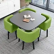 Negotiation Table and Chair Set, Reception Negotiation Table, Dining Table Set, Office Table and Chair Set, Small Conference Table, Coffee Kitchen Dining Table Set for 4(Green)