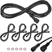 uxcell 5-Pack Waterproof Extension Cable, 2 Pin 6.56 Ft/2m Extension Cord Wire with 22AWG IP67 Male and Female Connectors for Outdoor Spotlights/LED Deck Lights [Black]